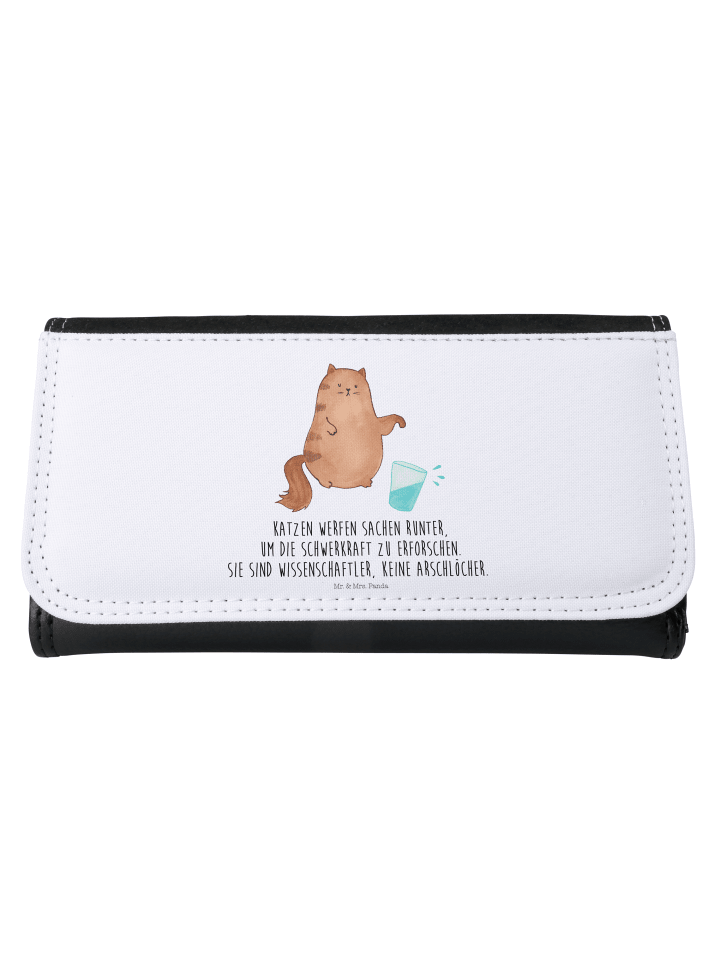 Geldbörse Damen Katze Wasserglas mit Spruch in Weiß