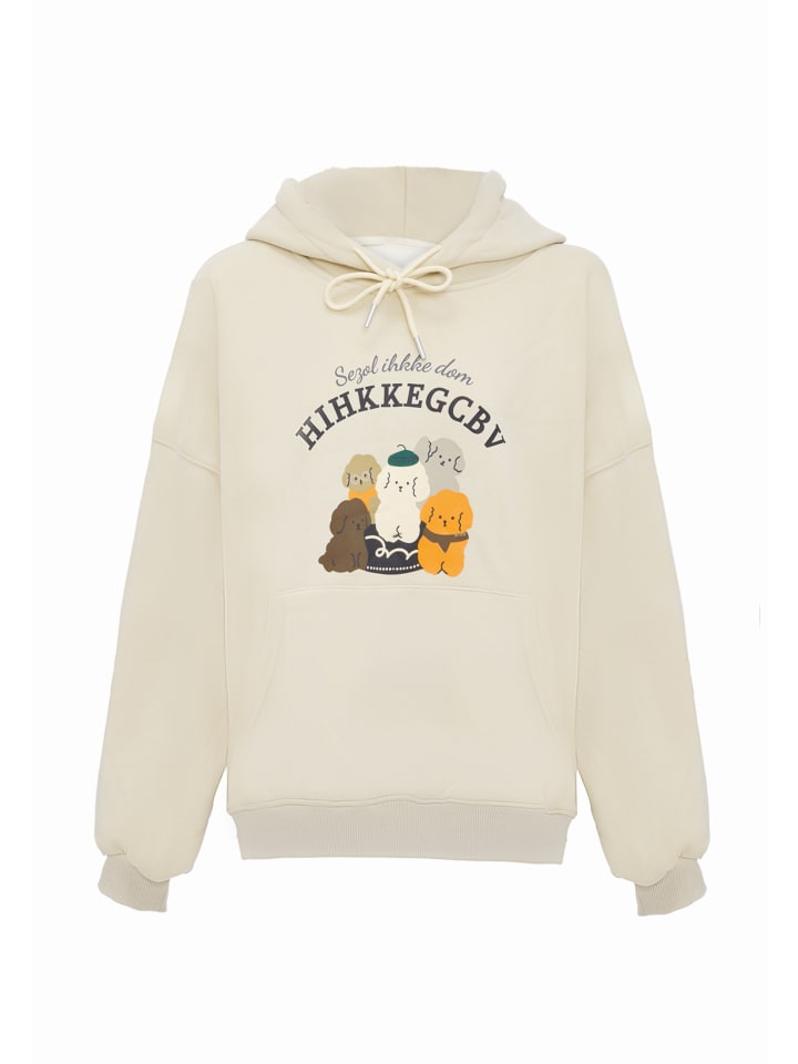 Damen Kapuzenpulli in Wollweiss
