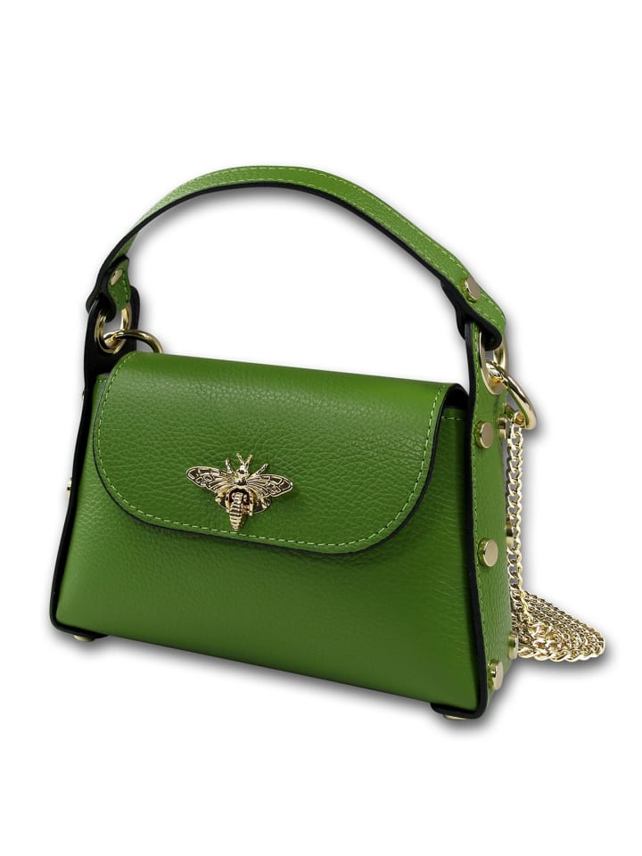 Leder Umhängetasche Toscanto Tasche grün ca. 19cm