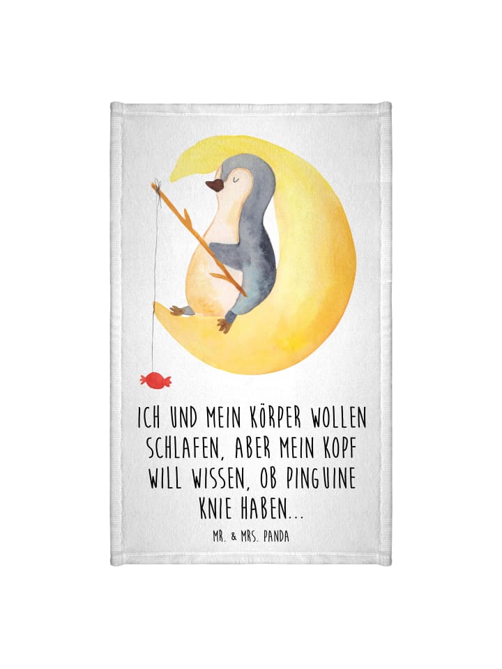 Handtuch Pinguin Mond mit Spruch in Weiß
