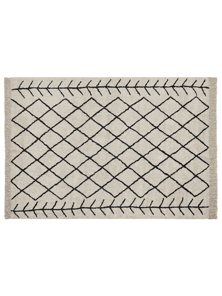 Kurzflor BOZKIR in Beige/Schwarz - (W) 160 x (H) 1.2 x (L) 230 cm