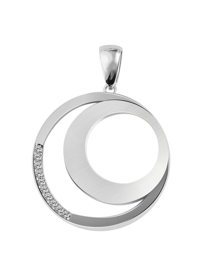 Damen Anhänger Kreis aus 925 Silber mit Zirkonia in silber