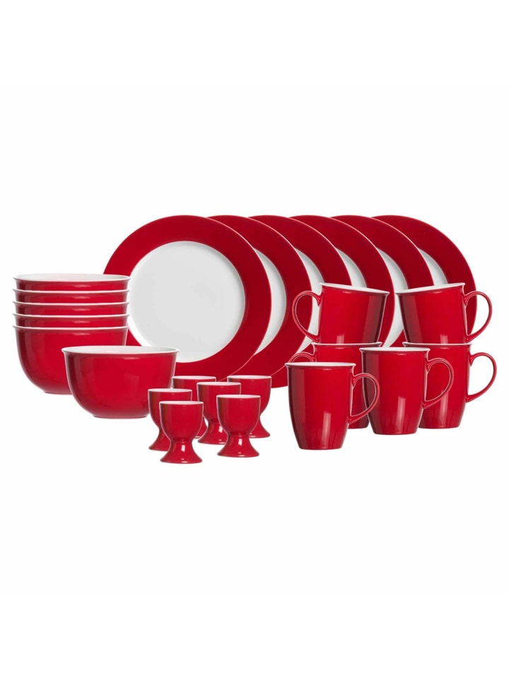24-tlg. Frühstücksservice Doppio in in rot