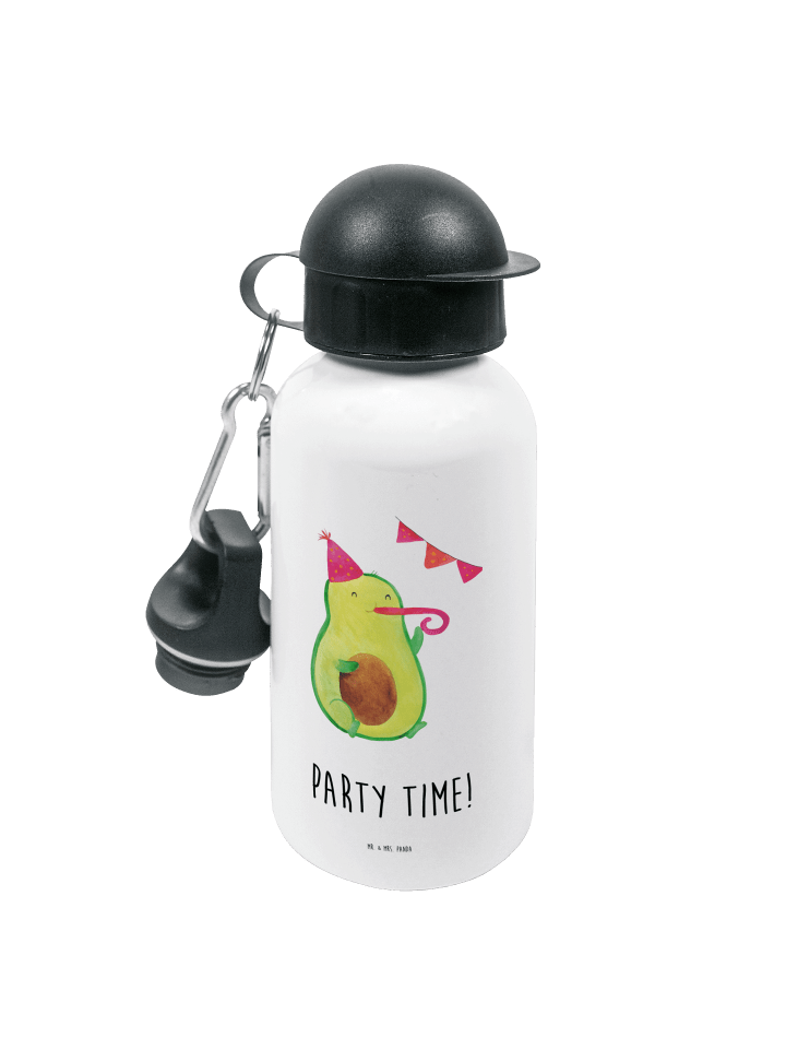 Wasserflasche Avocado Party Zeit mit Spruch in Weiß