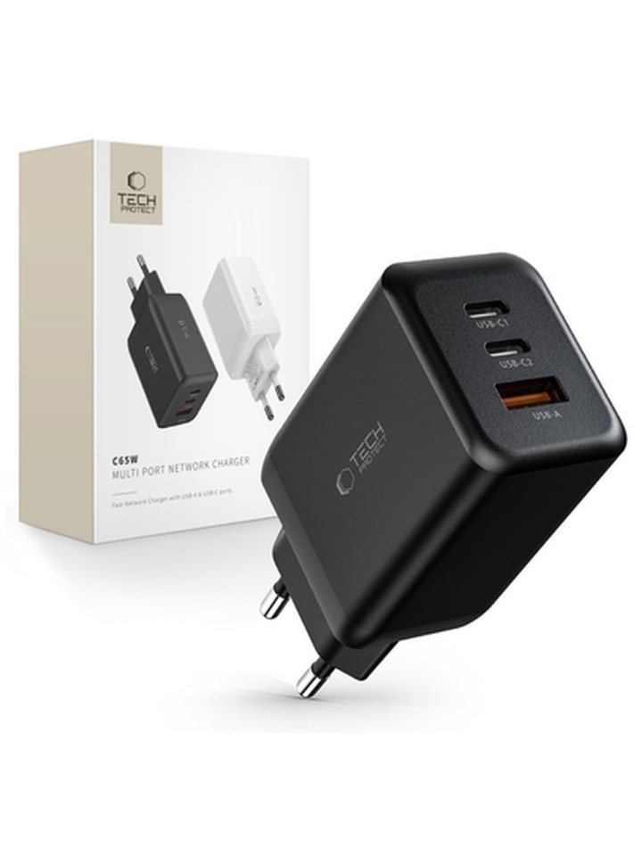 Tech Protect C65W NetzwerkLadegerät 2x USB-C PD 65W USB-A QC
