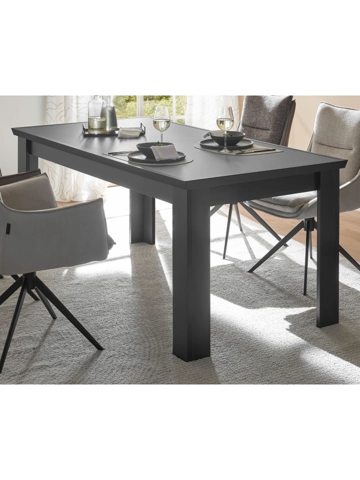 Esstisch schwarz matt 180 x 90 cm, Esszimmer Tisch Landhaus-Stil