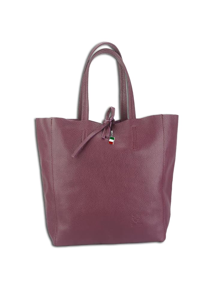 Florence Shopper, Schultertasche Leder rot, bordeaux ca. 30cm
