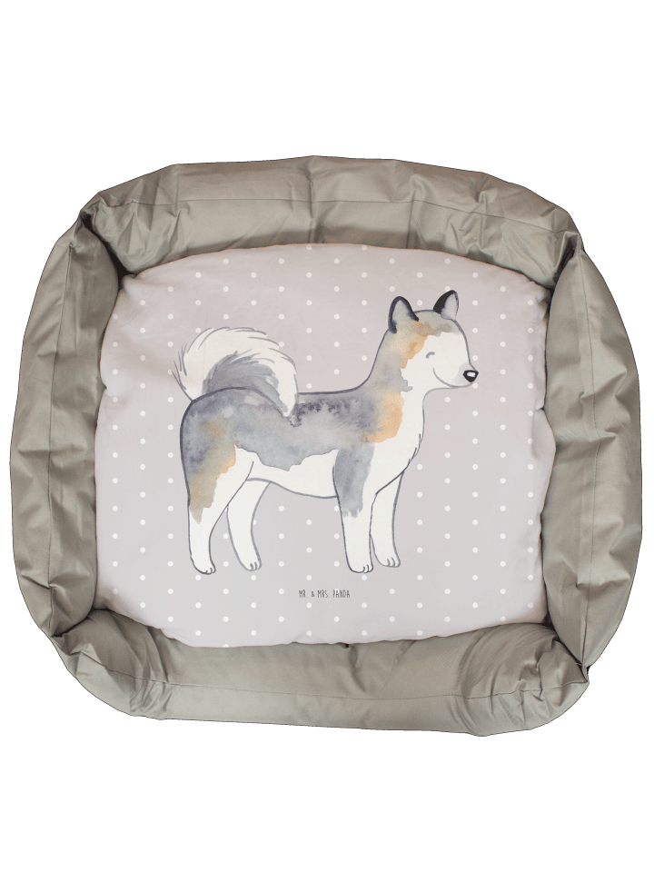 Hundekorb Siberian Husky Lebensretter ohne Spruch in Grau Pastell