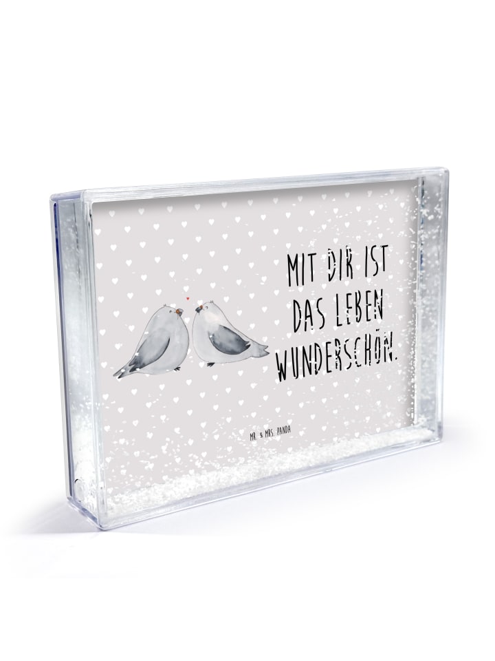 Bilderrahmen Turteltauben Liebe mit Spruch in Grau Pastell