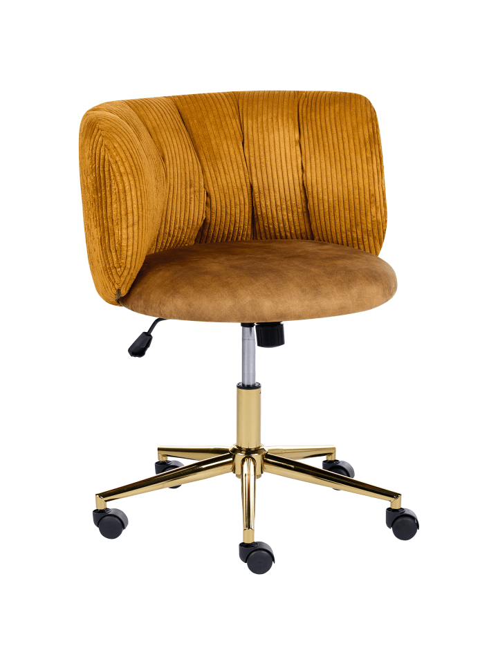 Bürostuhl PELORA in Gelb/Braun/Gold - (W) 64 x (H) 76 x (L) 60 cm