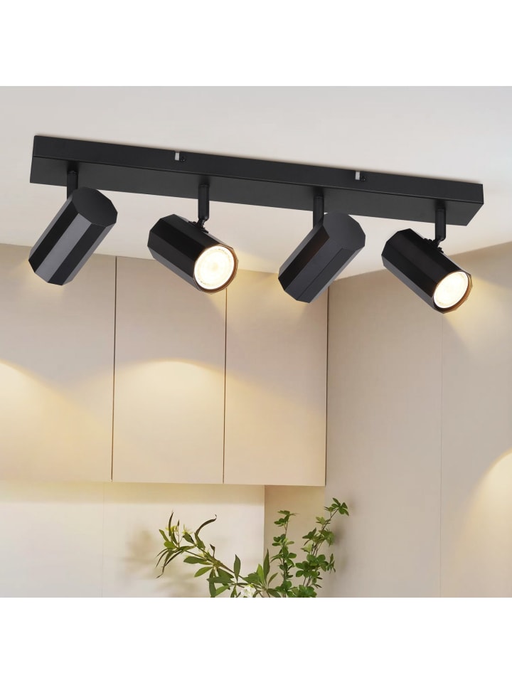 Deckenleuchte 4-flammige GU10 in Schwarz sechseckig Vintage Metall Flurlampe