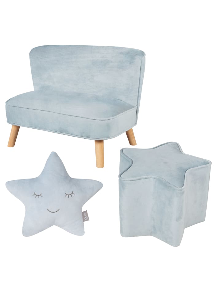 Lil Sofa' Bundle: Sofa, Sternhocker & Kissen Hellblau/Sky