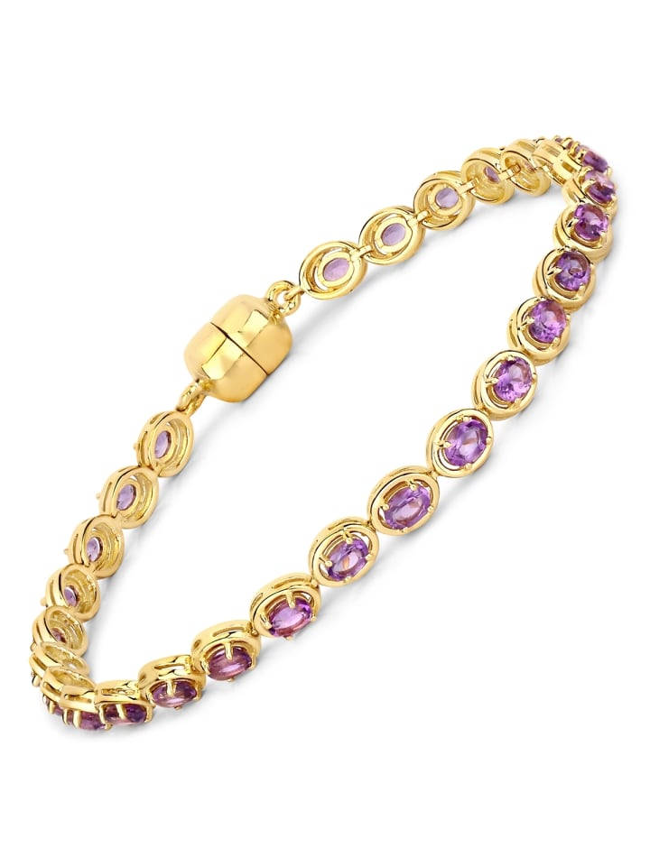 Armband aus Sterling Silber mit Amethyst in gelbgold