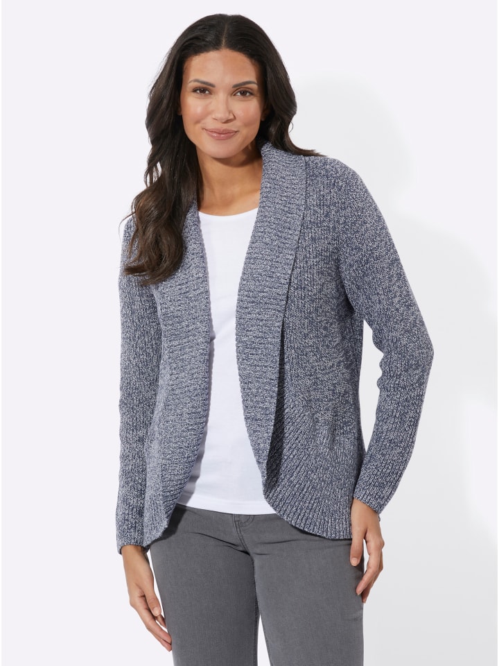 Strickjacke in rauchblau-ecru-meliert