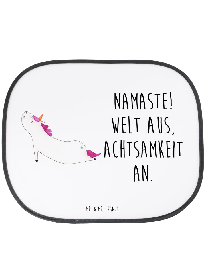 Sonnenschutz Auto Einhorn Yoga mit Spruch in Weiß