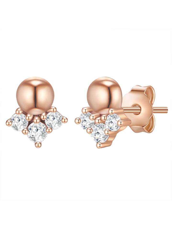 Ohrstecker Kugel aus Sterling Silber mit Zirkonia in roségold