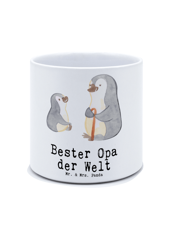Pflanzkübel Groß Pinguin Bester Opa der Welt mi... in Weiß