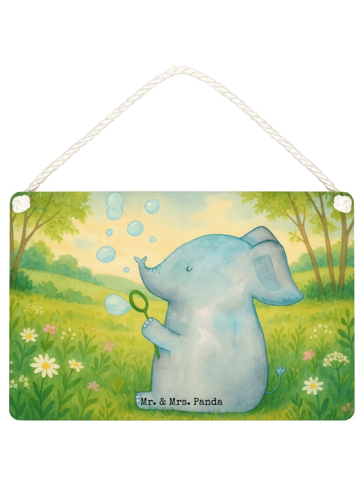 Holzbild Elefant Seifenblasen Design ohne Spruch in Weiß