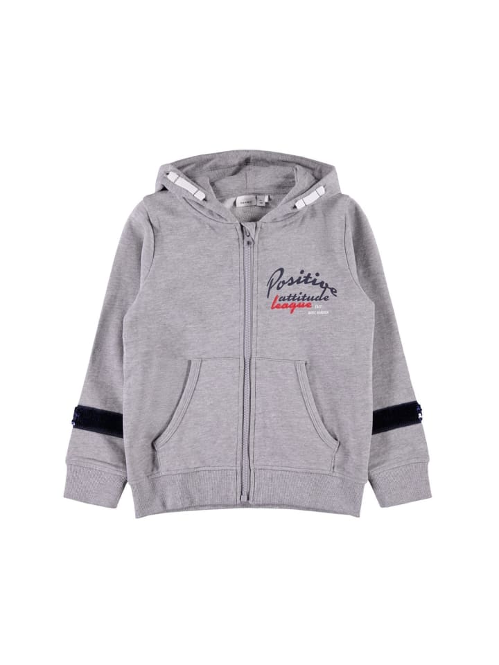 Mädchen Sweatjacke mit Kapuze & Pailletten in Grau