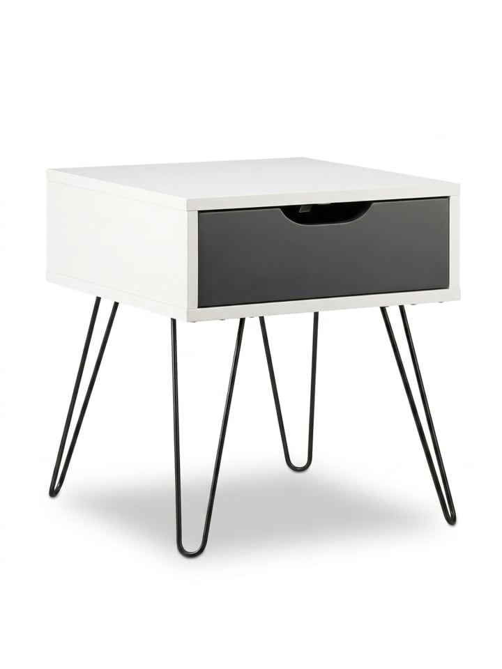 Nachttisch in Weiß-Grau - (B)40 x (H)44 x (T)40 cm