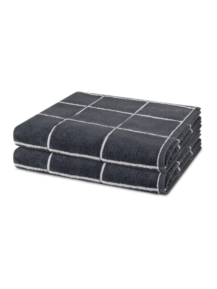2 X Duschtuch im Set Sensual Skin Karo in Anthrazit