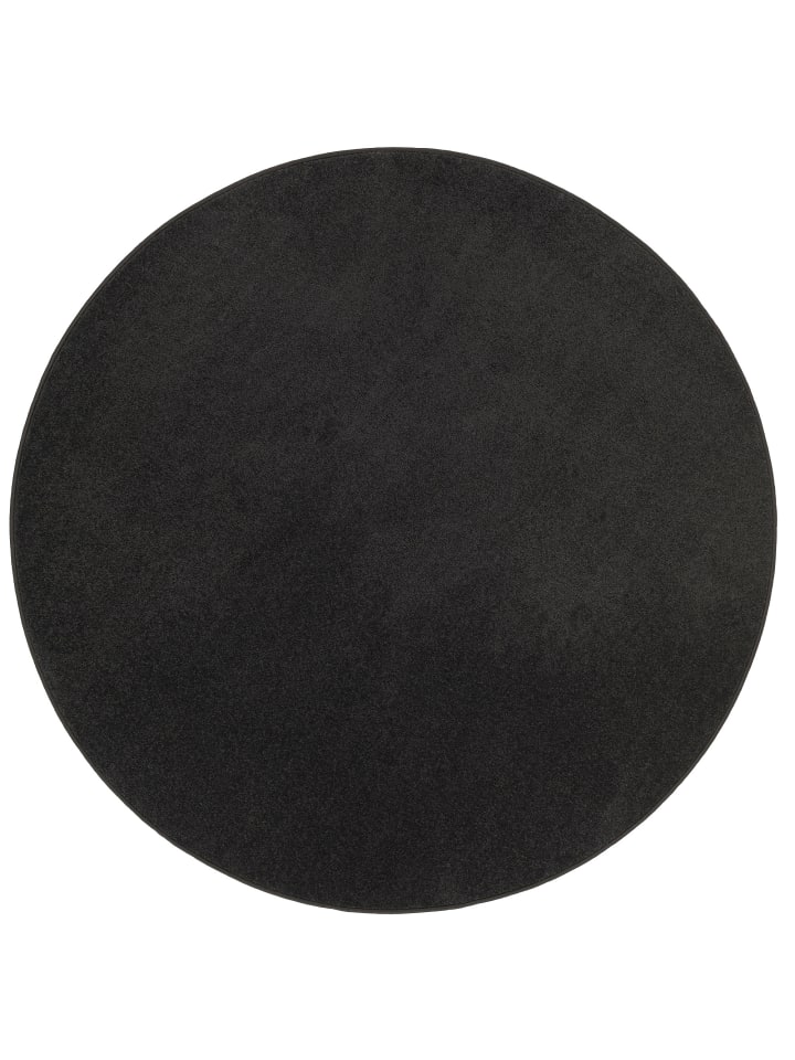 Velours-Teppich Joy Rund in schwarz