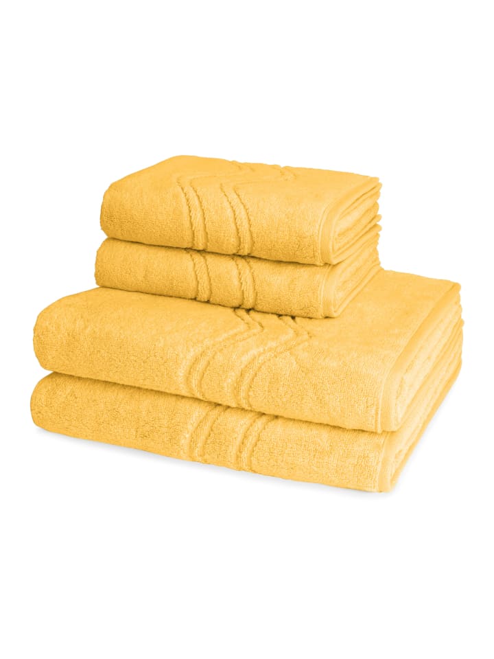 2 X Handtuch 2 X Duschtuch im Set Cashmere feeling in Ginster