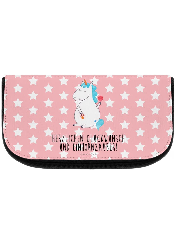 Toiletry Bag Einhorn Baby mit Spruch in Rot Pastell