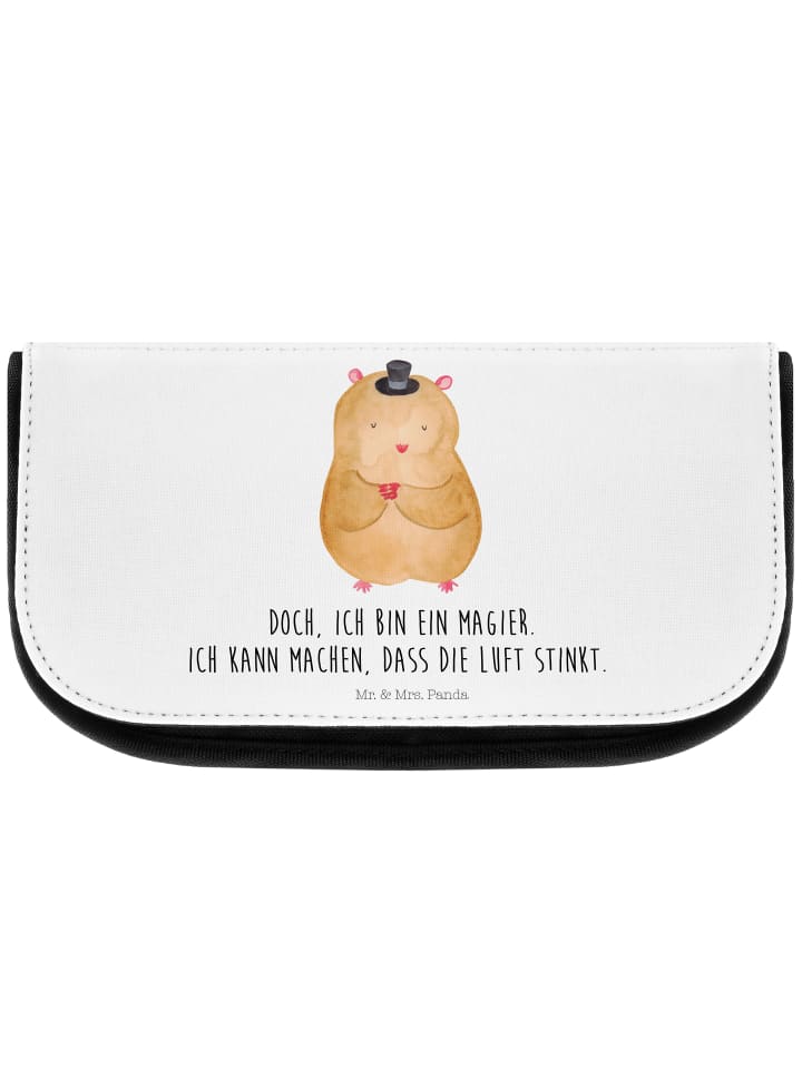 Kulturbeutel Hamster Hut mit Spruch in Weiß