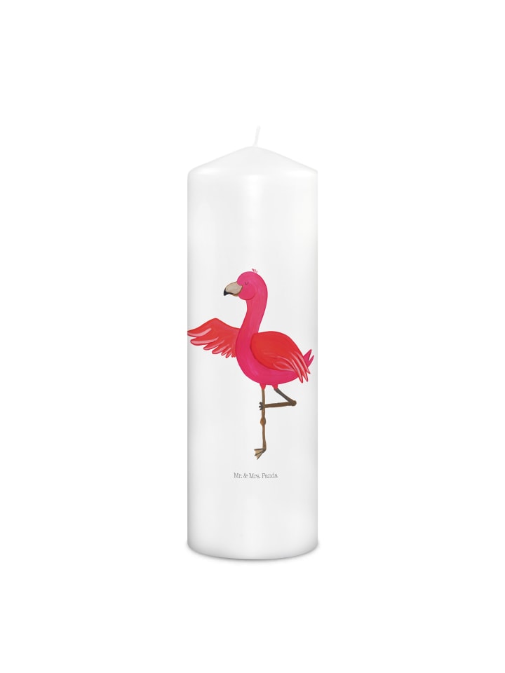 Kerze Flamingo Yoga ohne Spruch in Weiß