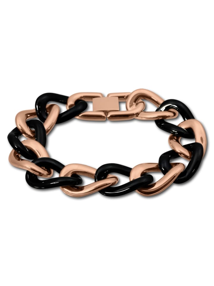 Armband Edelstahl 333er Rosegold vergoldet, Keramik ca. 18cm Panzer