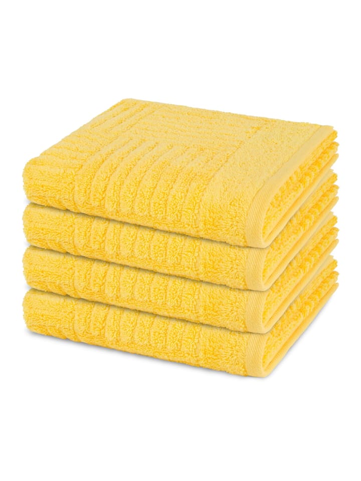 4 X Handtuch im Set Carre in Sonne