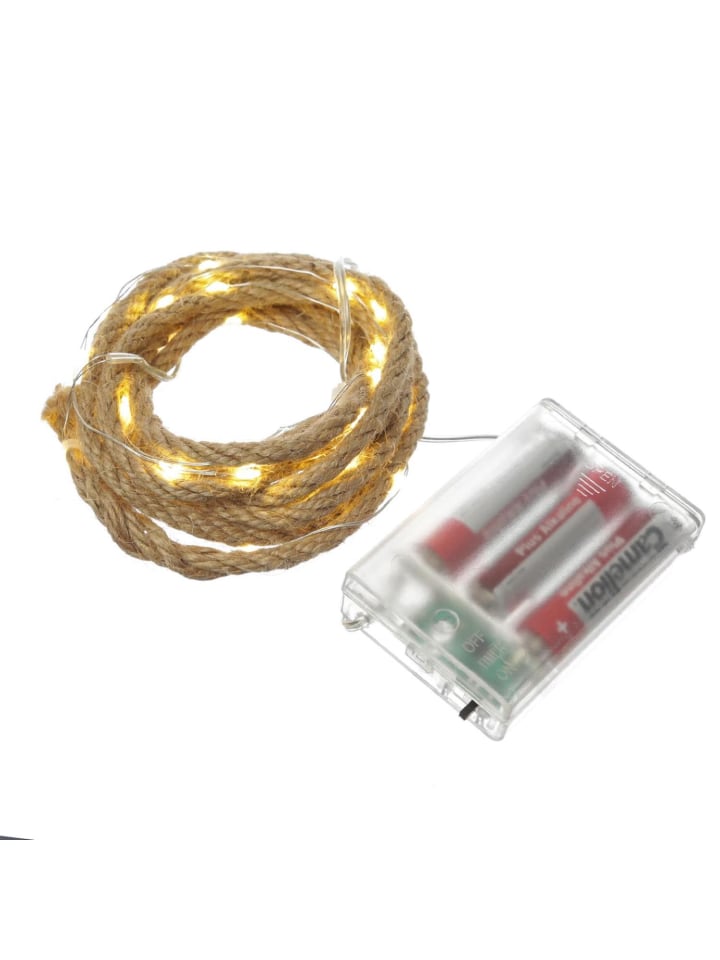 LED Lichterkette Seil Jute maritime Kordel Tau 40LED L: 2m in natur