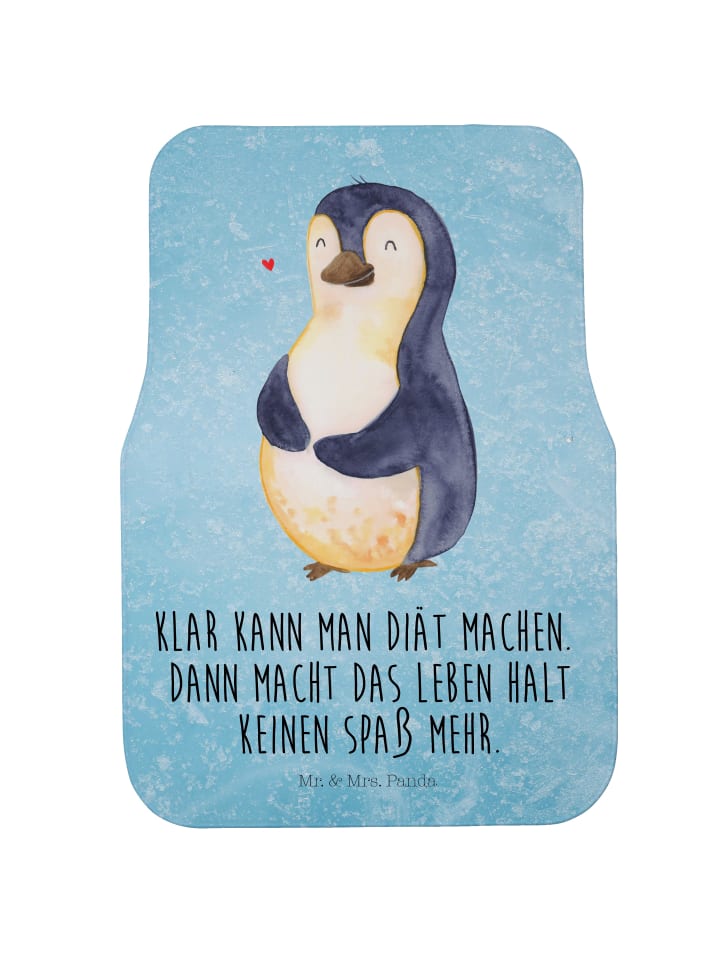 Fußmatte Auto Pinguin Diät mit Spruch in Eisblau
