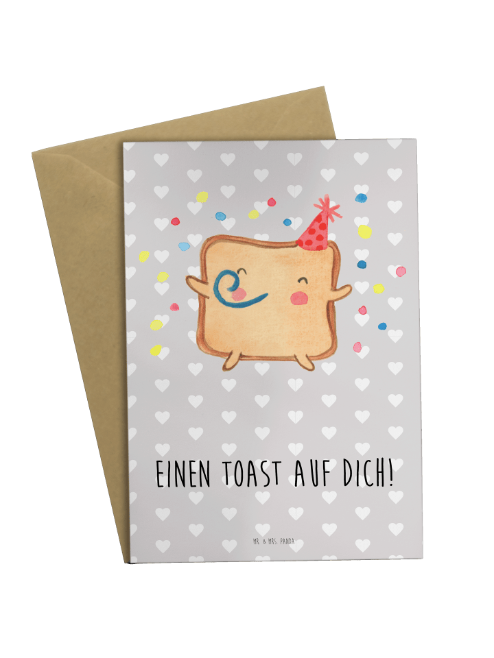Klappkarte Toast Party mit Spruch in Grau Pastell
