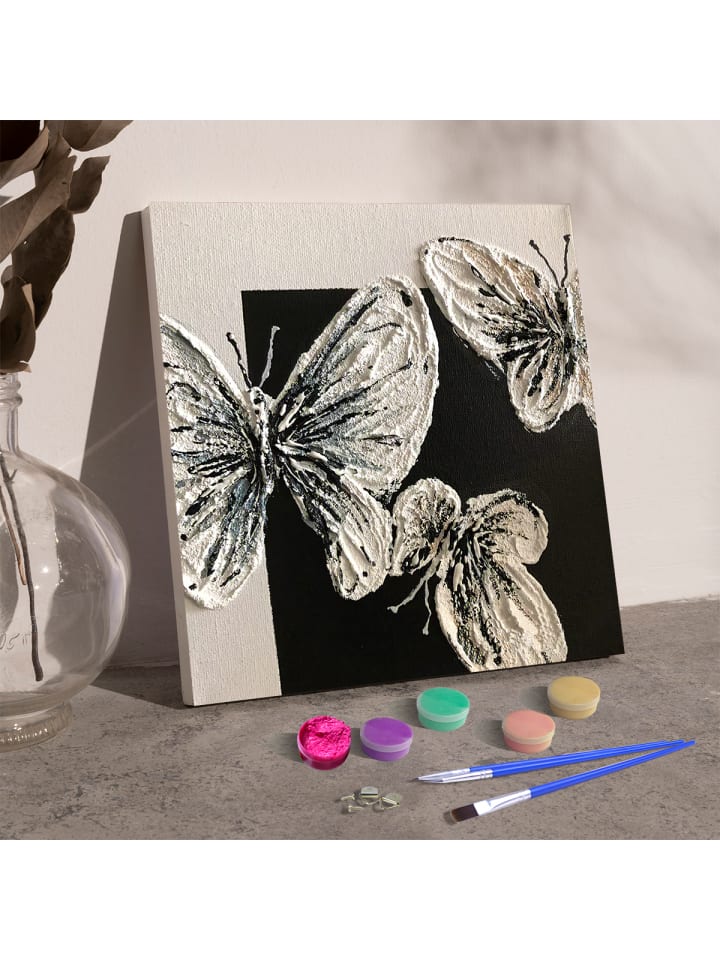 Exlusive 3D-Strukturmalerei Set -Schmetterling auf Rosa
