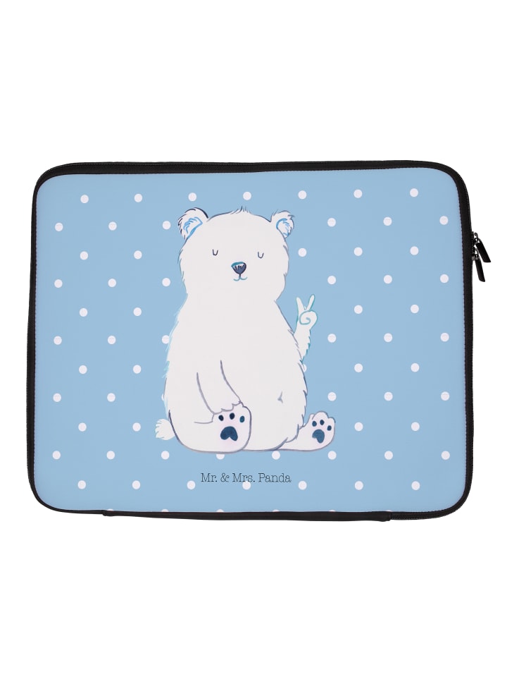 Laptoptasche Eisbär Faul ohne Spruch in Blau Pastell