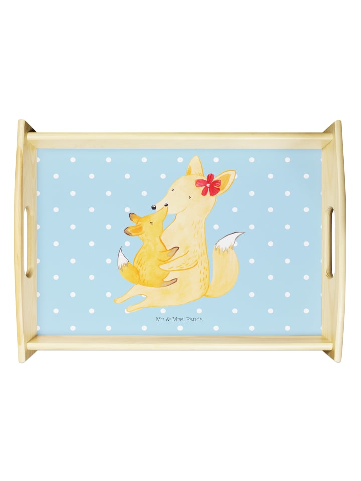 Tablett Fuchs Mama ohne Spruch in Blau Pastell