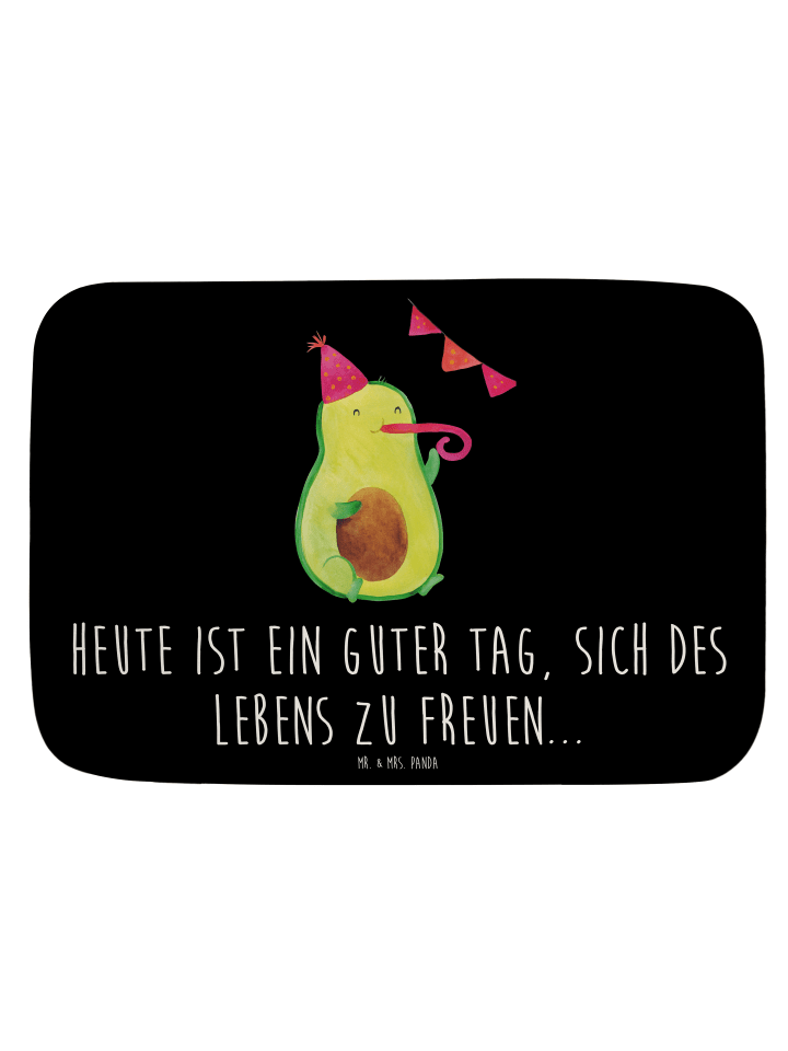 Badezimmermatte Avocado Party mit Spruch in Schwarz