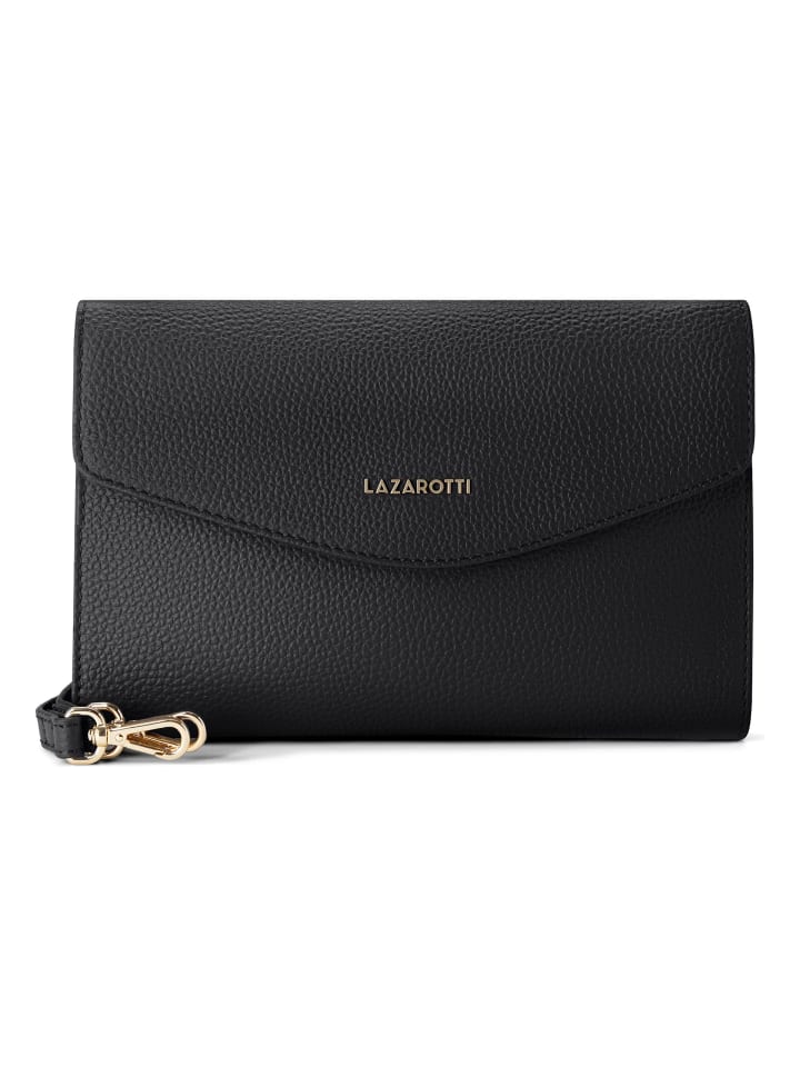 Bologna Leather Clutch Umhängetasche Leder 23 cm black