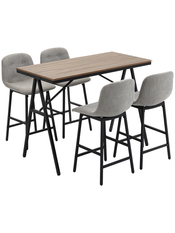 Bartisch-Set in Hellgrau 120L x 60B x 91H cm