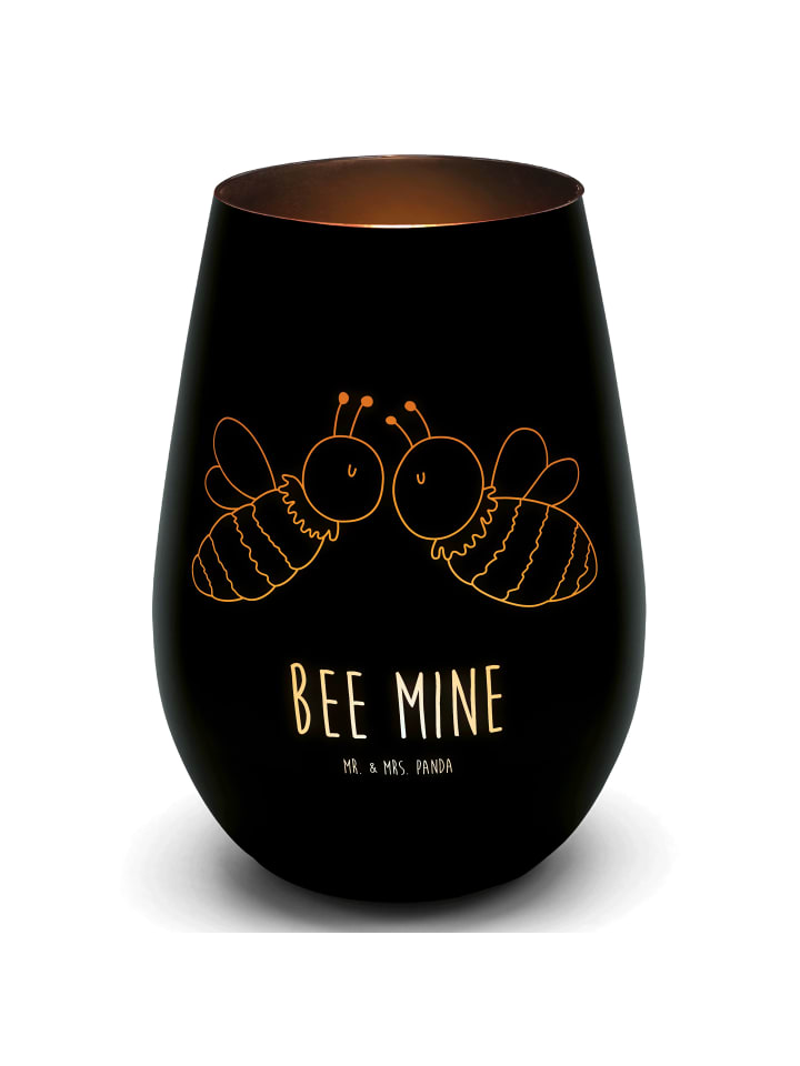 Kerzenhalter Biene Liebe mit Spruch in Schwarz