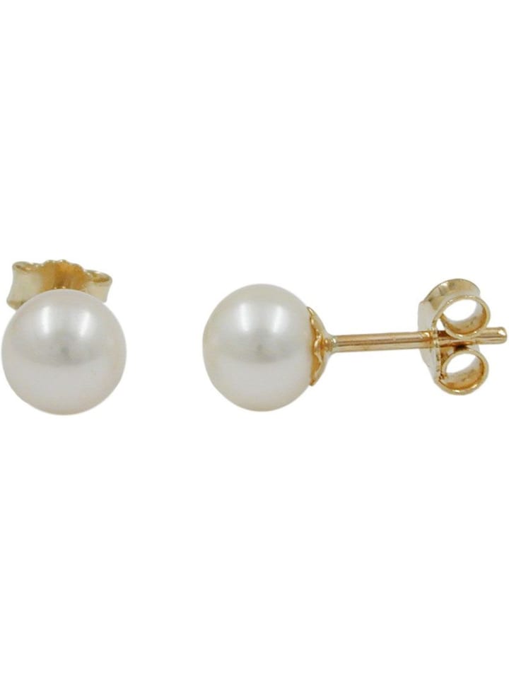 Ohrstecker Ohrring ca. 6mm Süßwasserzuchtperle 9Kt GOLD in weiß