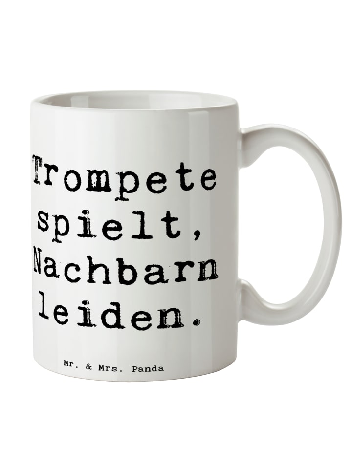 Tasse Trompete Freude mit Spruch in Weiß