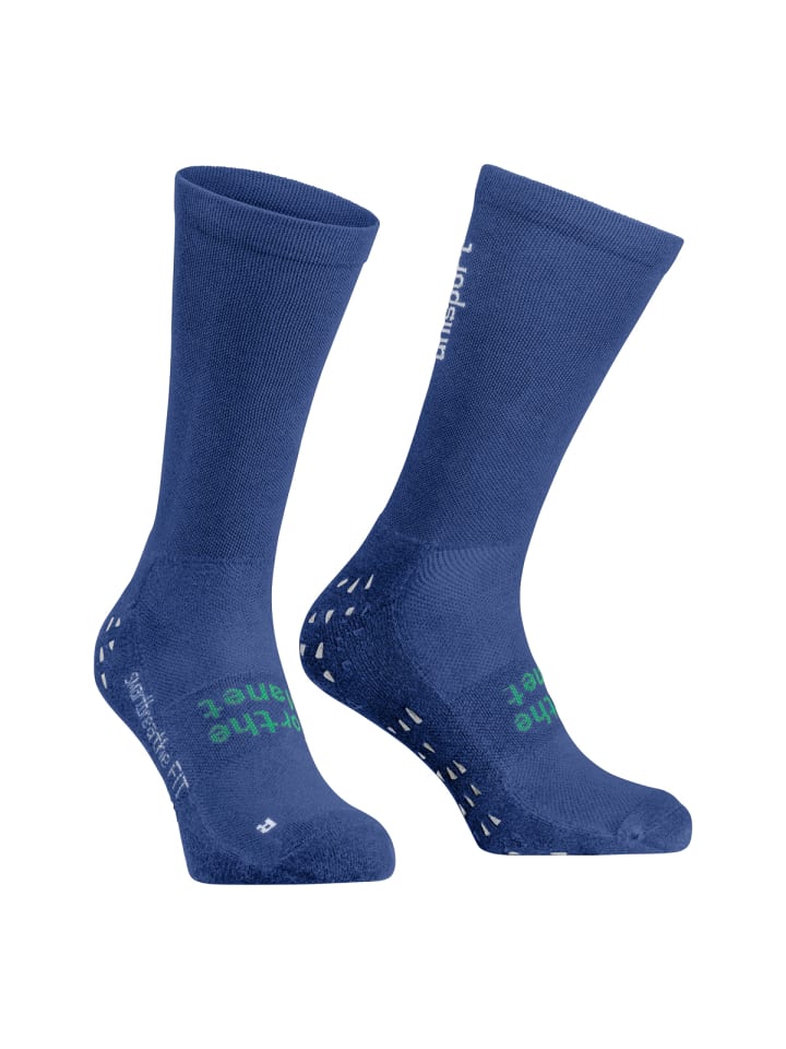 Socken Grip in azurblau/weiß