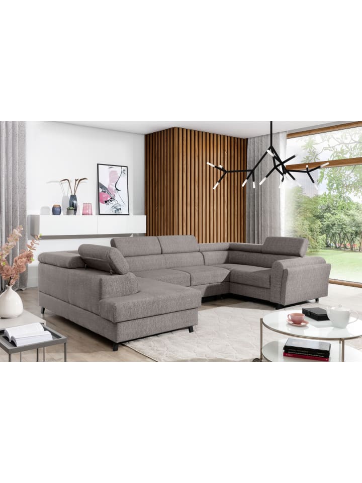Esco Recamiere Links in Lila - (L) 200 x (B) 336 x (H) 92 cm