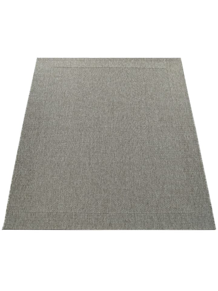 Teppich Kurzflor Unifarben Bordüre Wohnzimmer schmutzabweisend in Grau