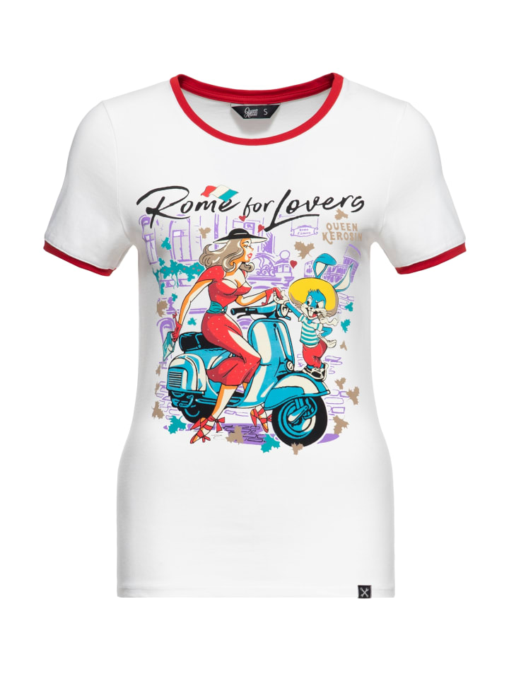 Queen Kerosin T-Shirt Rome for Lovers in weiß