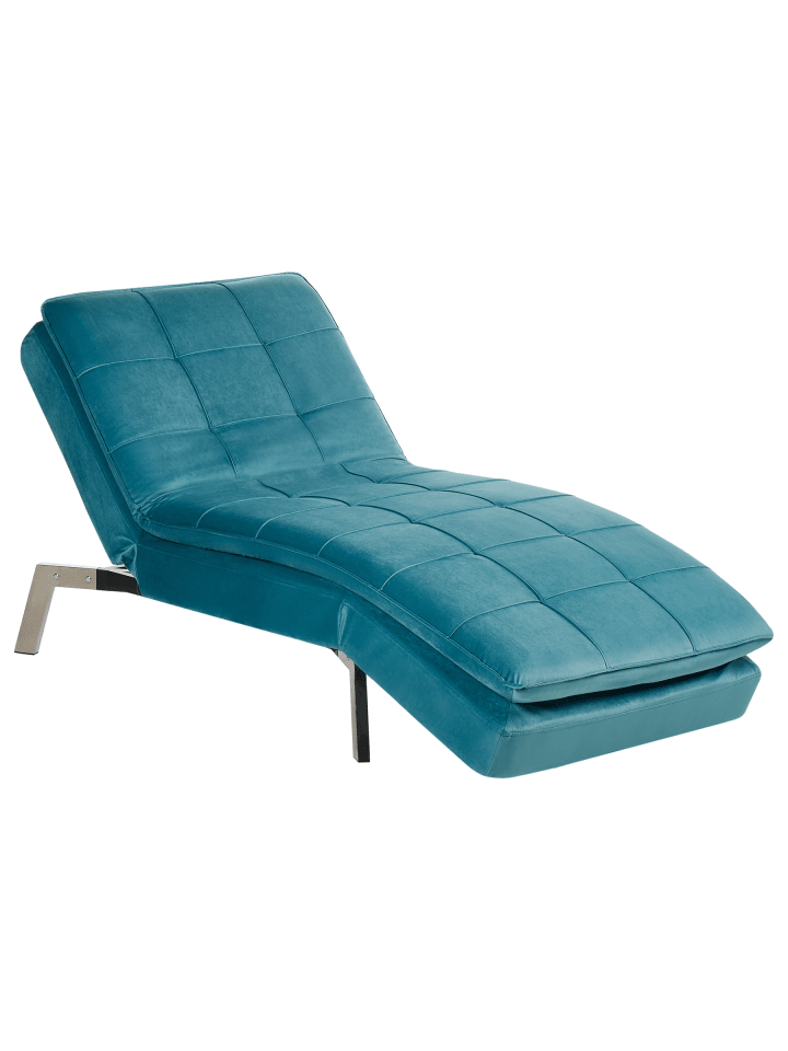 Chaiselongue LOIRET in Blau/Silber - (W) 179 x (H) 93 x (L) 76 cm symmetrisch