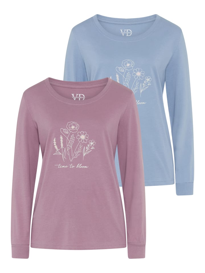 Pyjama in mauve und graublau kariert